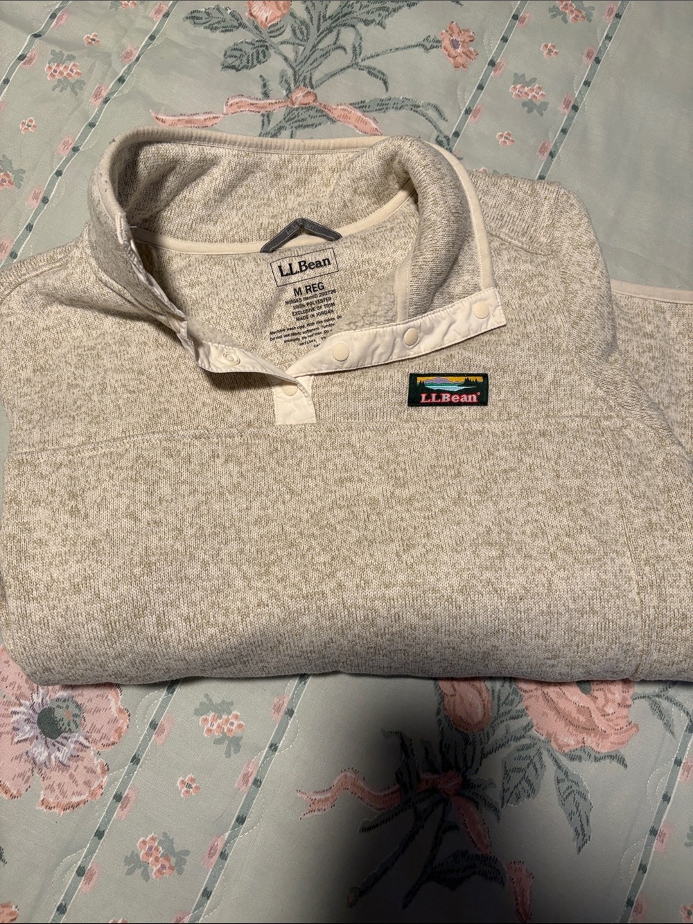 L.L. Bean Women's Heather Cream Snap-Front Pullover